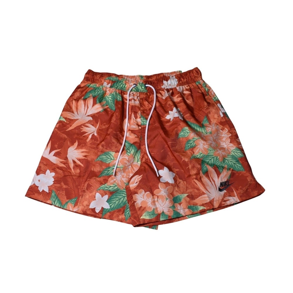 Nike Club Flow‎ Woven Shorts Men's Small Hawaiian Floral Orange NWT HV4610-846